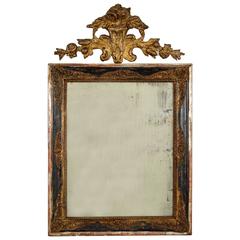 French 19th Century Louis XVI Style Mirror in Gilt and Black Finish