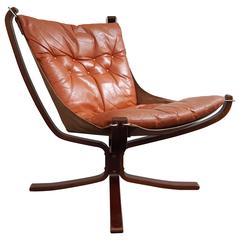 Vintage Low-Backed X-Framed Falcon Chair Sigurd Ressell Designed, 1970s