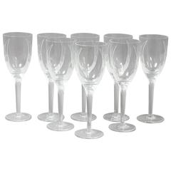 Set of Eight Lalique "Angel Pattern" Champagne Glasses