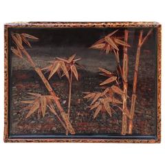 Japan Antique Beautiful Black Gold Hand Made Hand  Lacquered Wood Tray Wall Art 