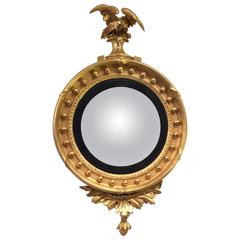 Antique 19th Century Federal Bullseye Convex Mirror