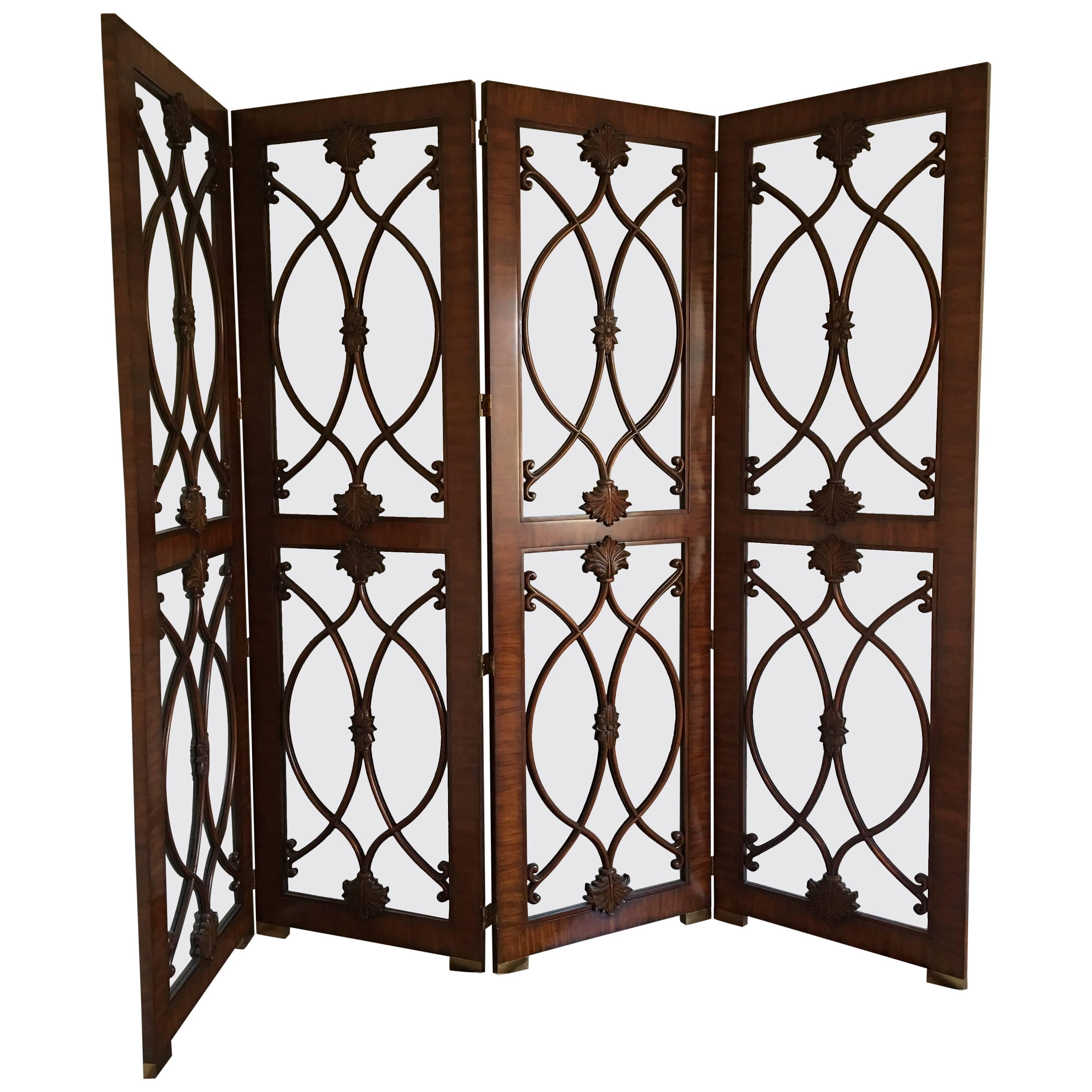 Palisander and Glass Screen or Room Divider For Sale