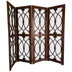 Palisander and Glass Screen or Room Divider