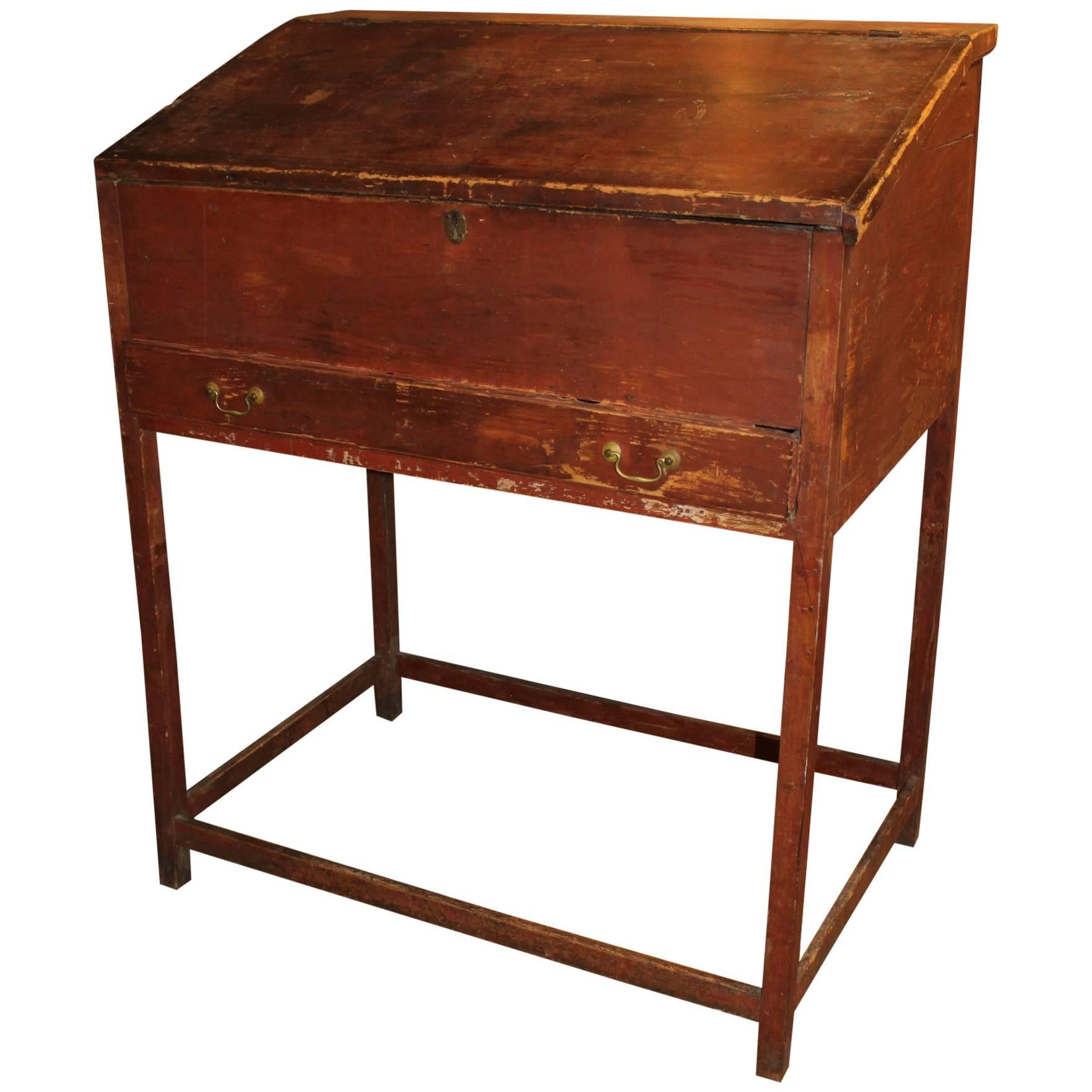 18th Century Schoolmaster's Desk in Old Red Paint