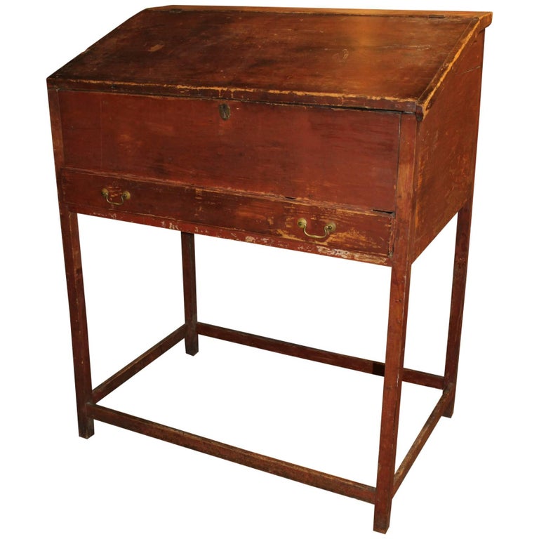 18th Century Schoolmaster S Desk In Old Red Paint For Sale At 1stdibs