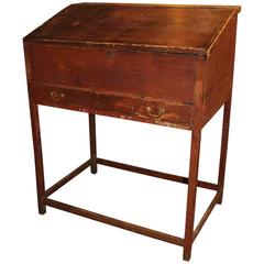 18th Century Schoolmaster's Desk in Old Red Paint 12