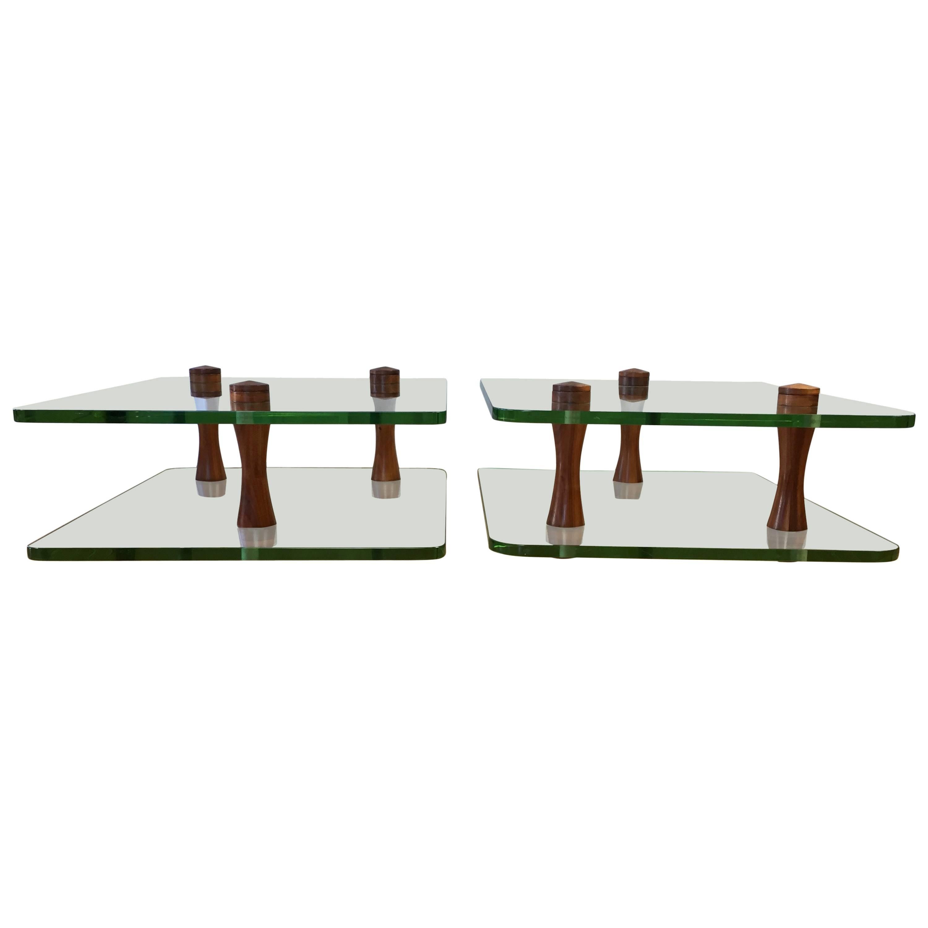 Pair of Rare Gilbert Rohde for Herman Miller Walnut and Glass End Tables For Sale