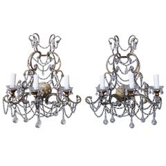 Pair of Italian Crystal Beaded Sconces 6