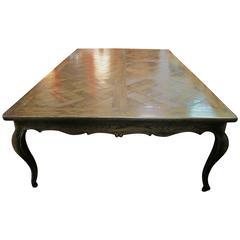 Designer French Country Table from Herringbone Flooring of French Chateau