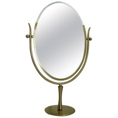 Charles Hollis Jones "Wishbone" vanity brass mirror.