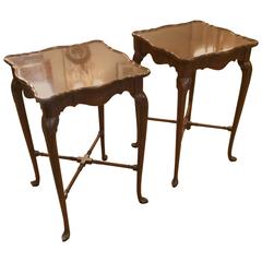 Pair of Elegant Mahogany Scalloped Side Tables or End Tables