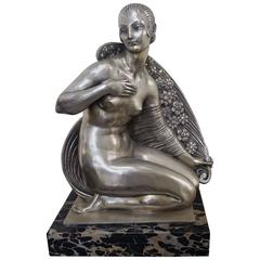 Art Deco Bronze Beauty of Paris Statue by Joe Descomps