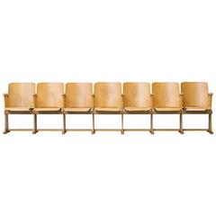 Vintage Row of Birch Numbered Theatre Seats