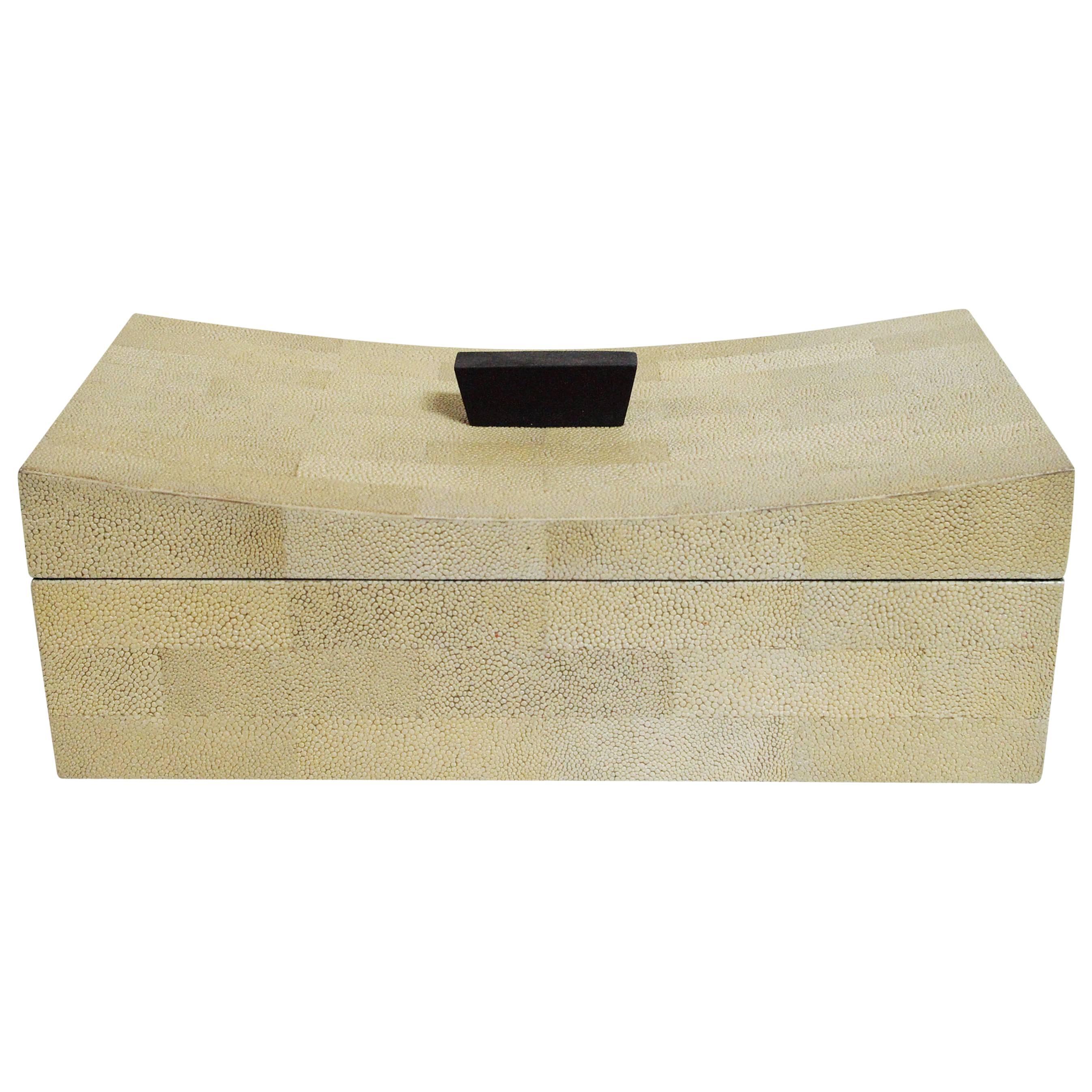 Beige Curved Shagreen Box by Fabio Ltd