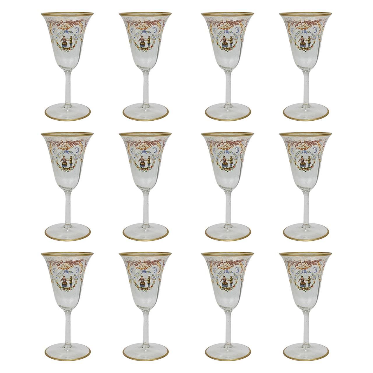 A Set of Six TeaColor Wine Glasses by Venini for Svenskt Tenn at 1stDibs