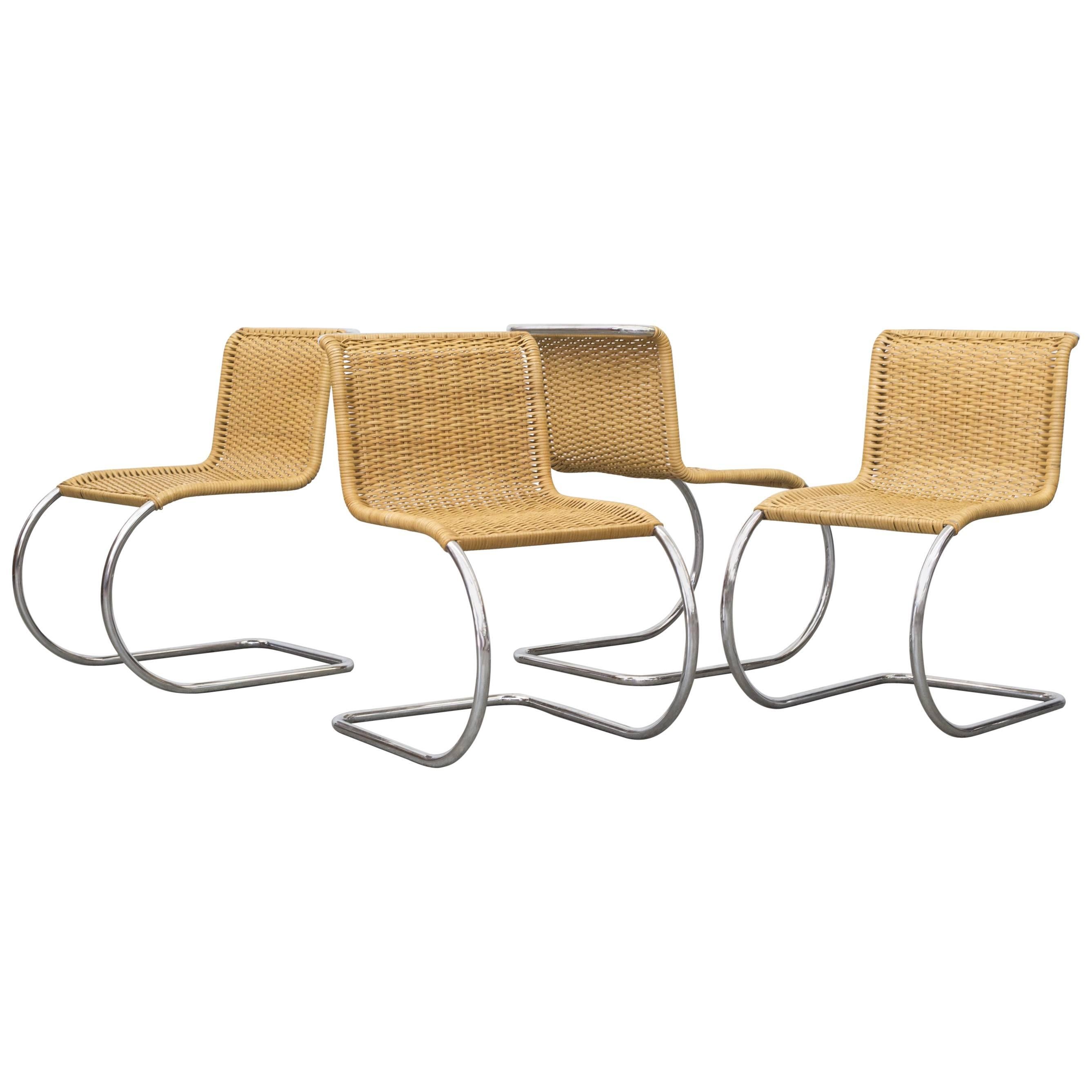 Mies van der Rohe MR10 Wicker and Chrome Chairs