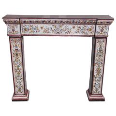 Italian Porcelain and Decorative Painted Fireplace Mantel, Circa 1850 11