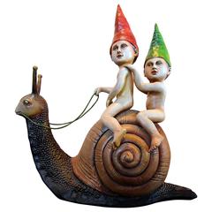Snail with Boys Sculpture by Sergio Bustamante