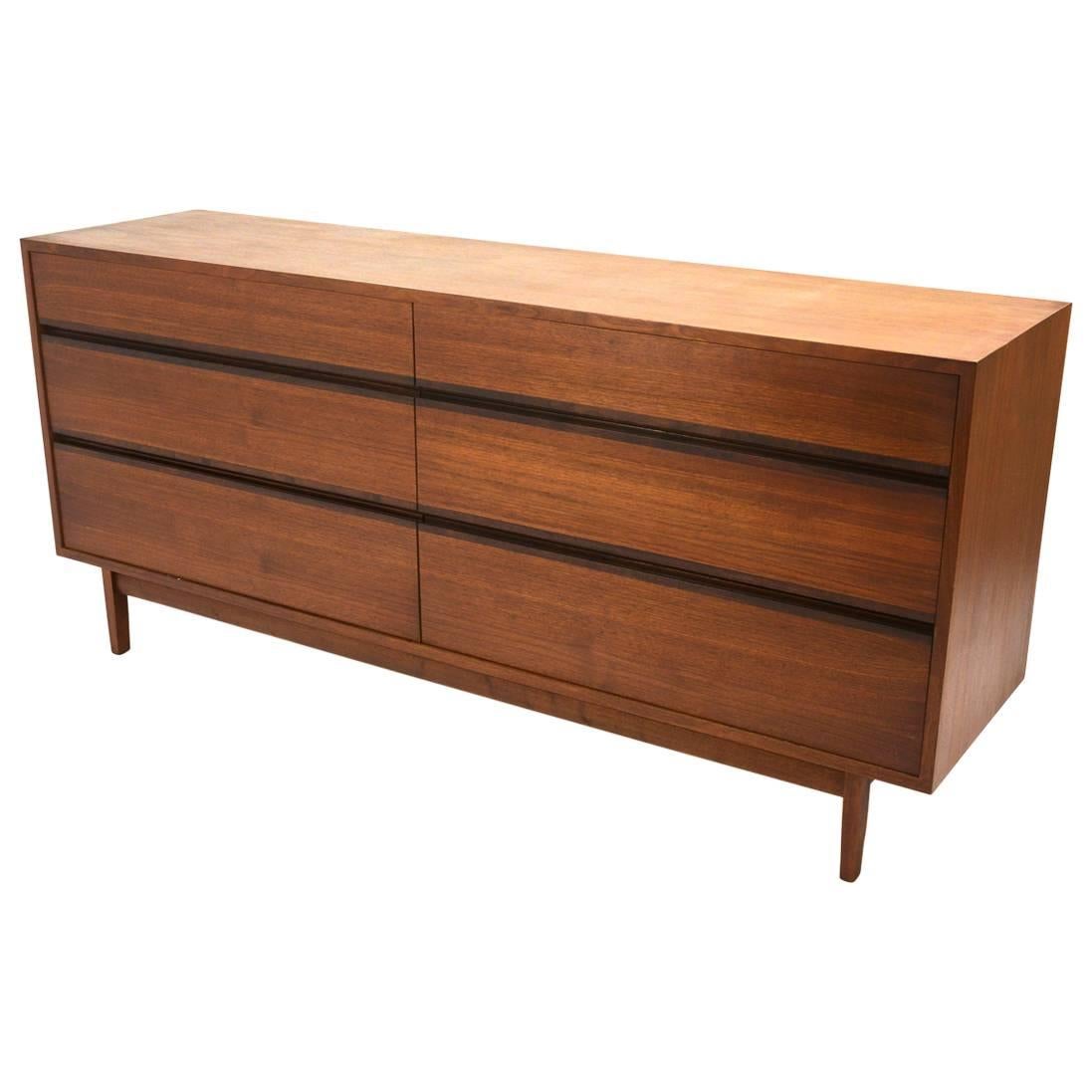 Walnut and Rosewood Six-Drawer Dresser by Kipp Stewart for Calvin