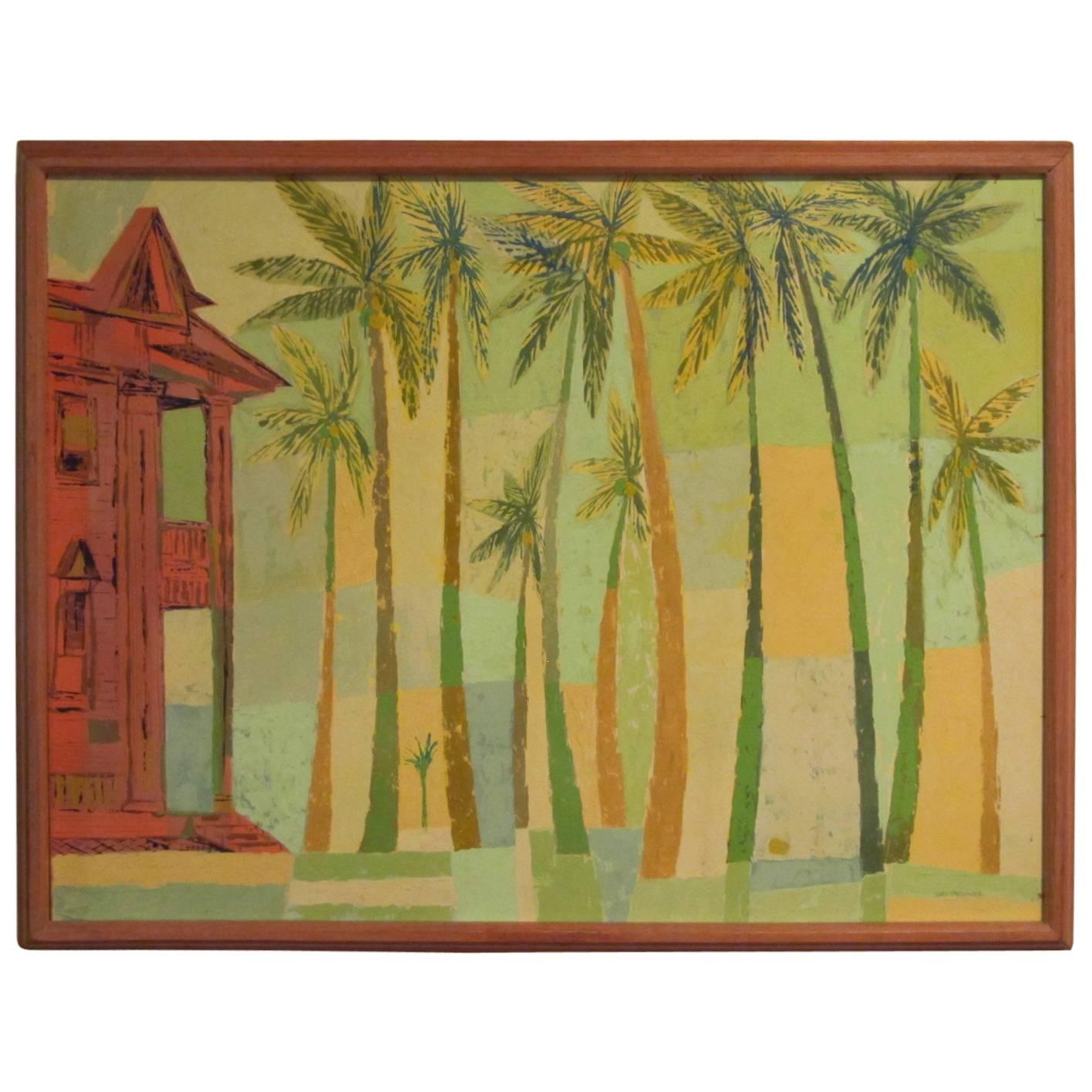 Signed Original Painting "Kailua Coconut Grove" by Earl Thollander