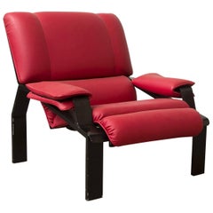 1964, Joe Colombo, Super Comfort Chair in Red Leather and Black Base for B-Line