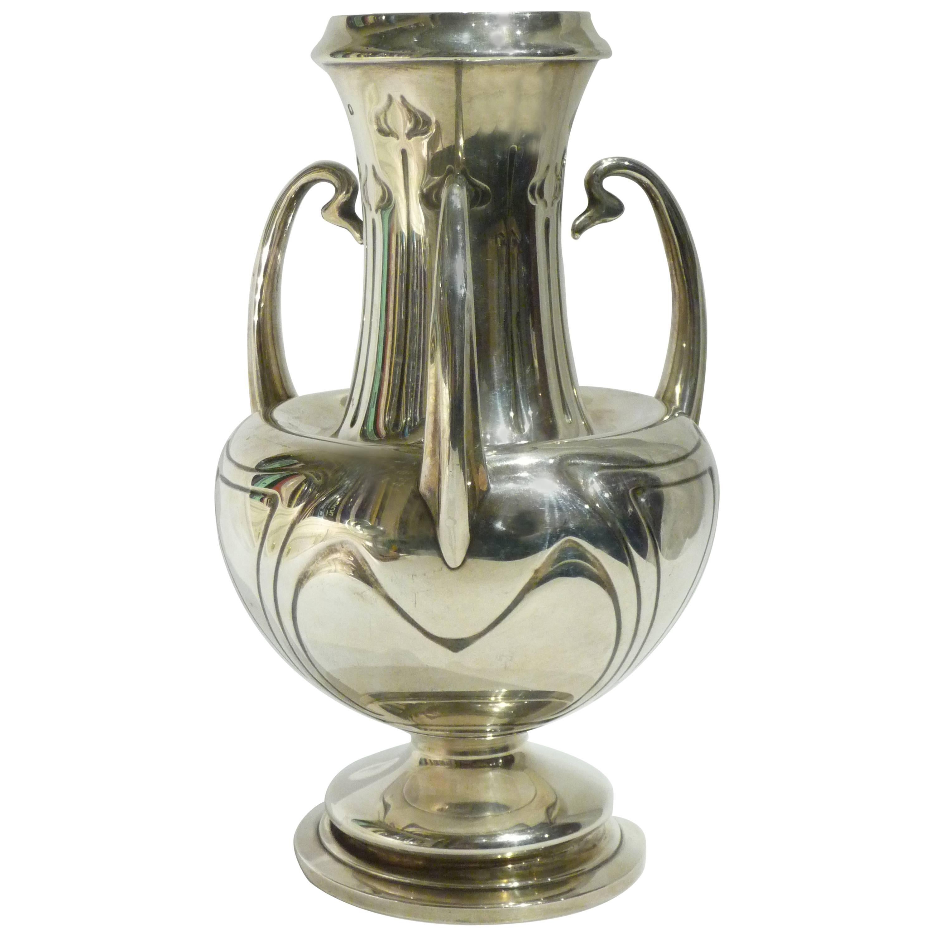 Alphonse Debain, an Art Nouveau Silver Vase, Signed For Sale