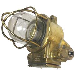 Late 20th Century British Made Brass Wall Light, Cage and Glass Dome - Marine 3