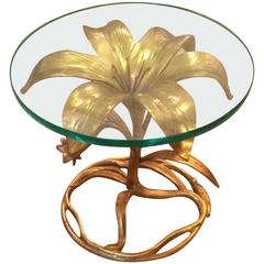 Mid-Century Lily Form Gilt Metal Table by Arthur Court
