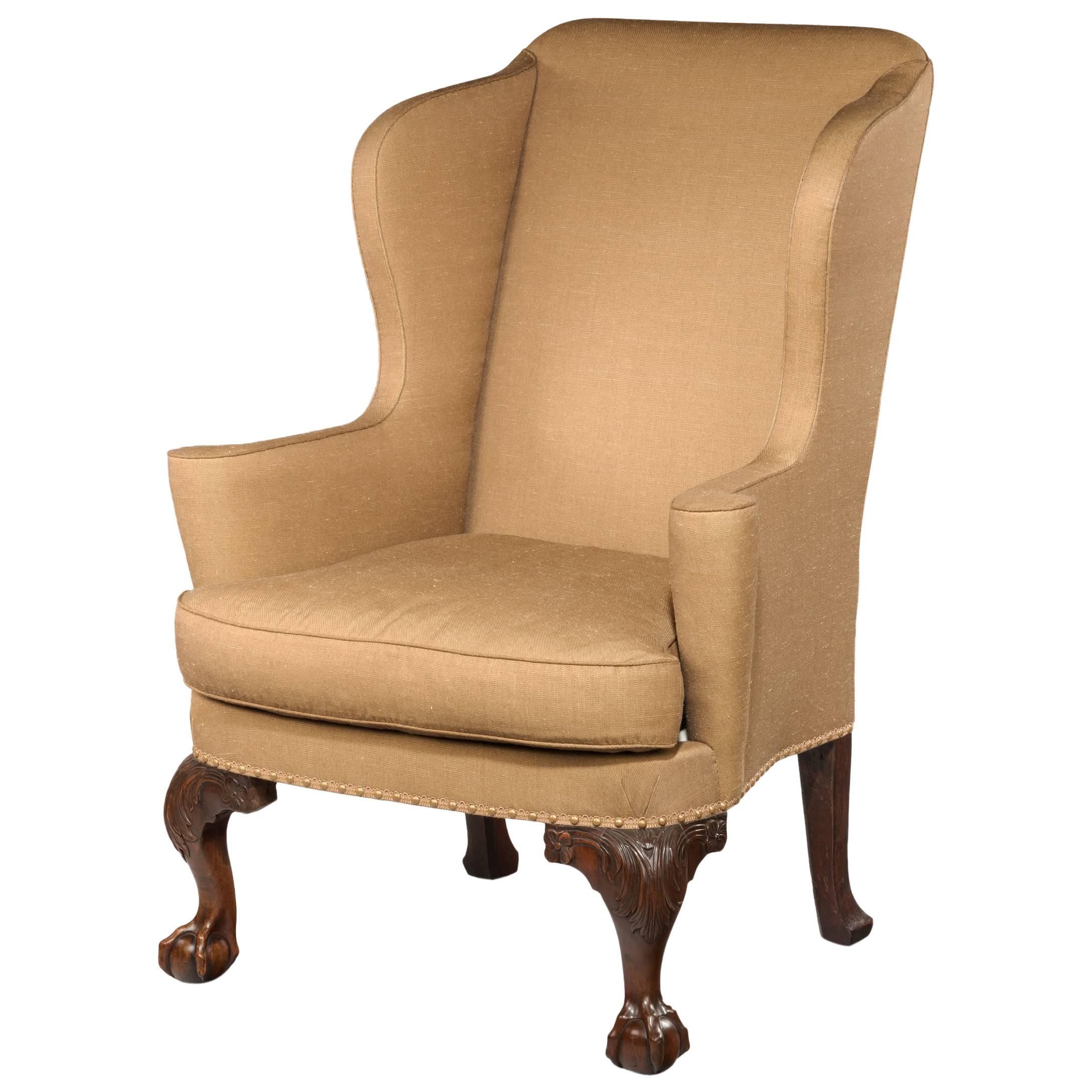 Walnut Wing Armchair For Sale at 1stDibs