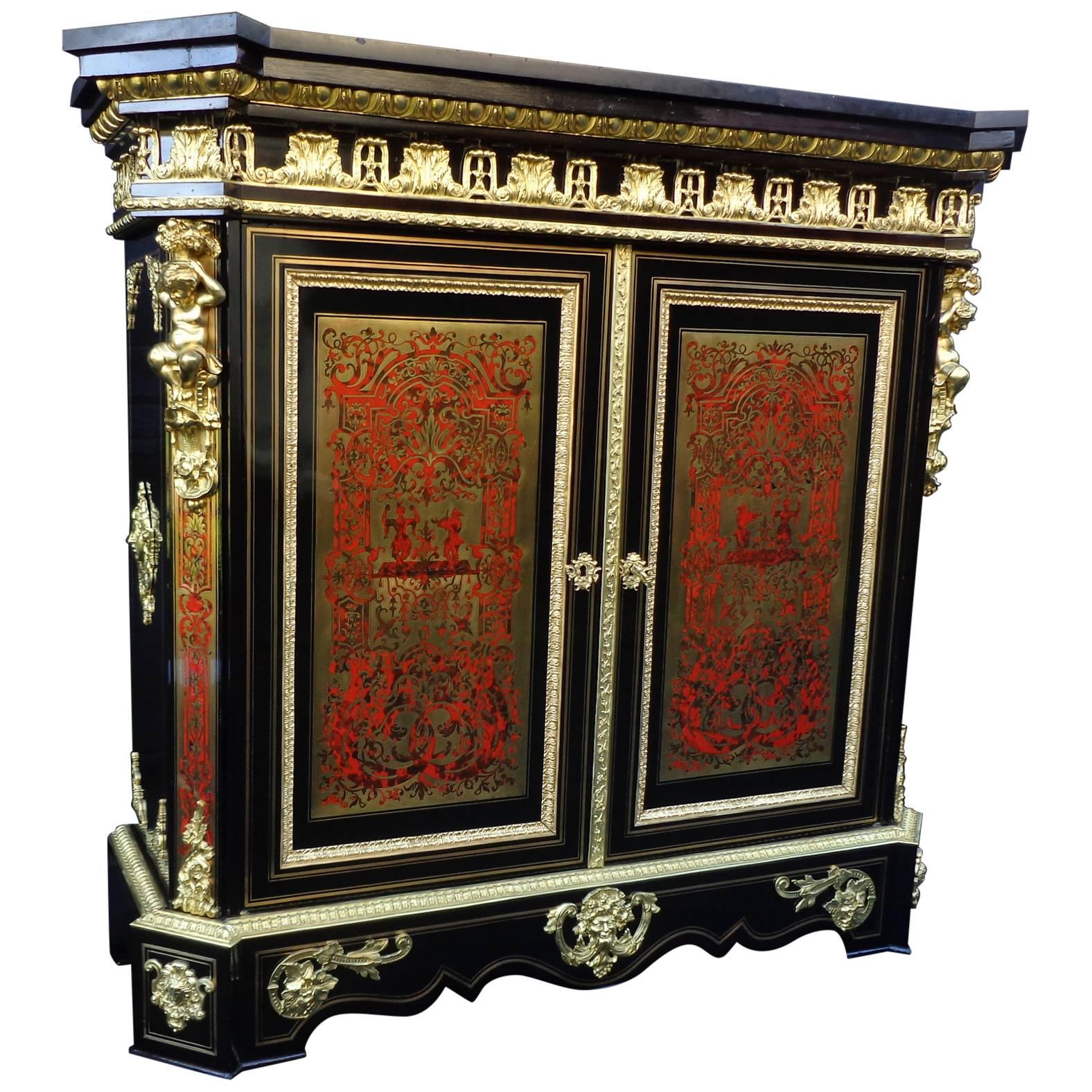 French Cabinet in Boulle Marquetry 19th Century Napoleon III Period
