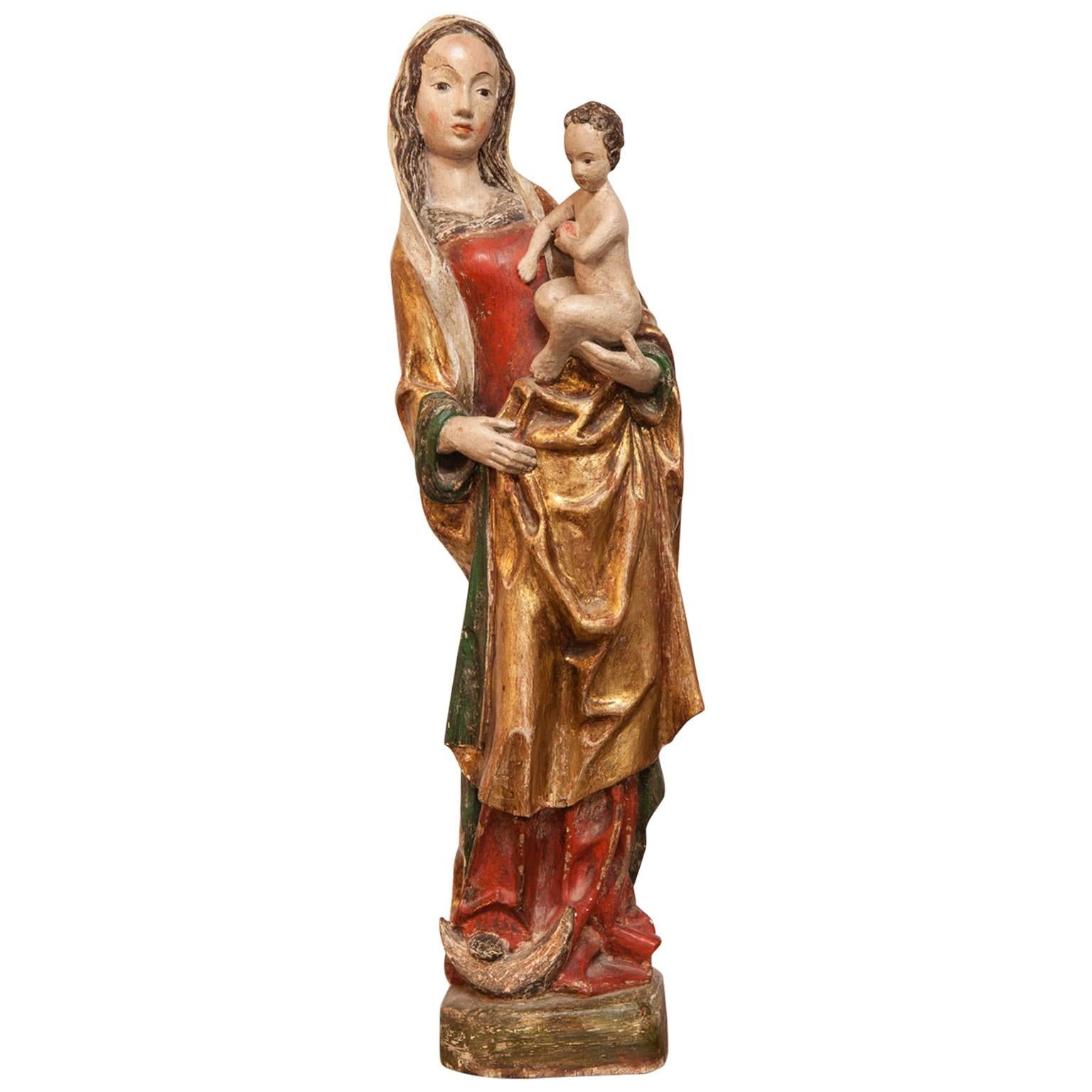 16th Century French Polychrome Madonna and Child