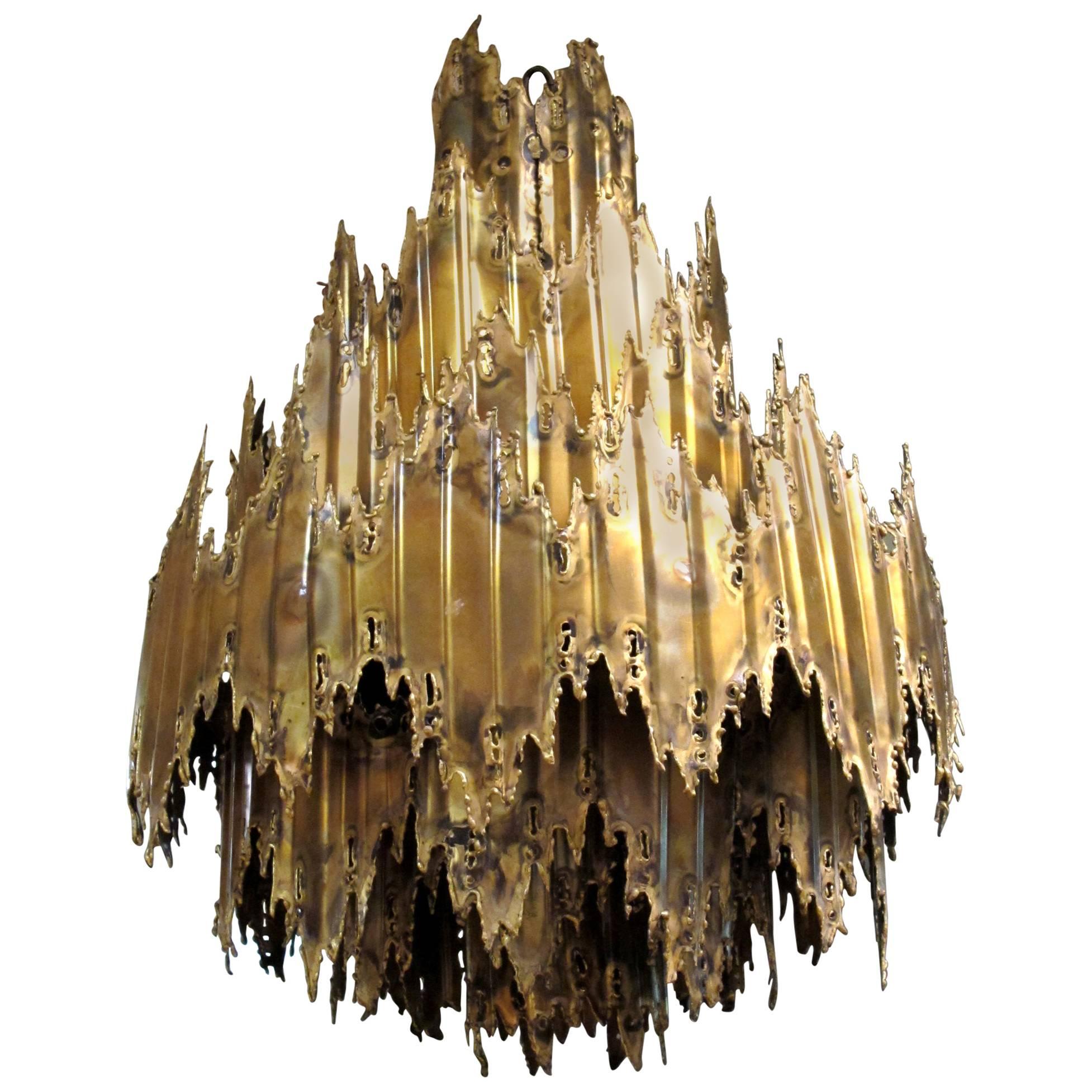 Brutalist Tourch Cut Chandelier For Sale