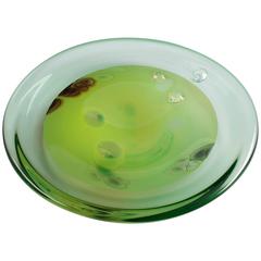One-Off Green Glass Bowl Designed by Willem Heesen, Executed by De Oude Horn