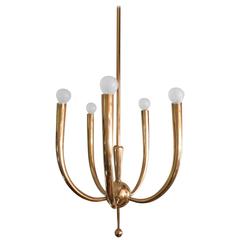 Oscar Torlasco Brass Chandelier for Lumi, 1940s