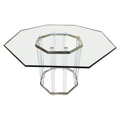 Lucite and Brass Octagon Dining Table