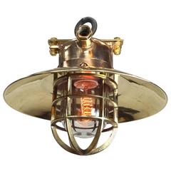 Late Century Bronze & Brass Explosion Pendant, Glass Dome, Cage & Edison 11