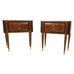 Marble and Rosewood Bedside Tables Ascribable to Paolo Buffa, 1950s 