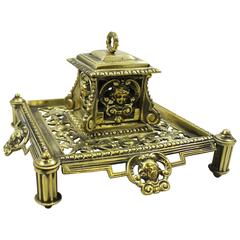 Antique Victorian Polished Brass Inkwell