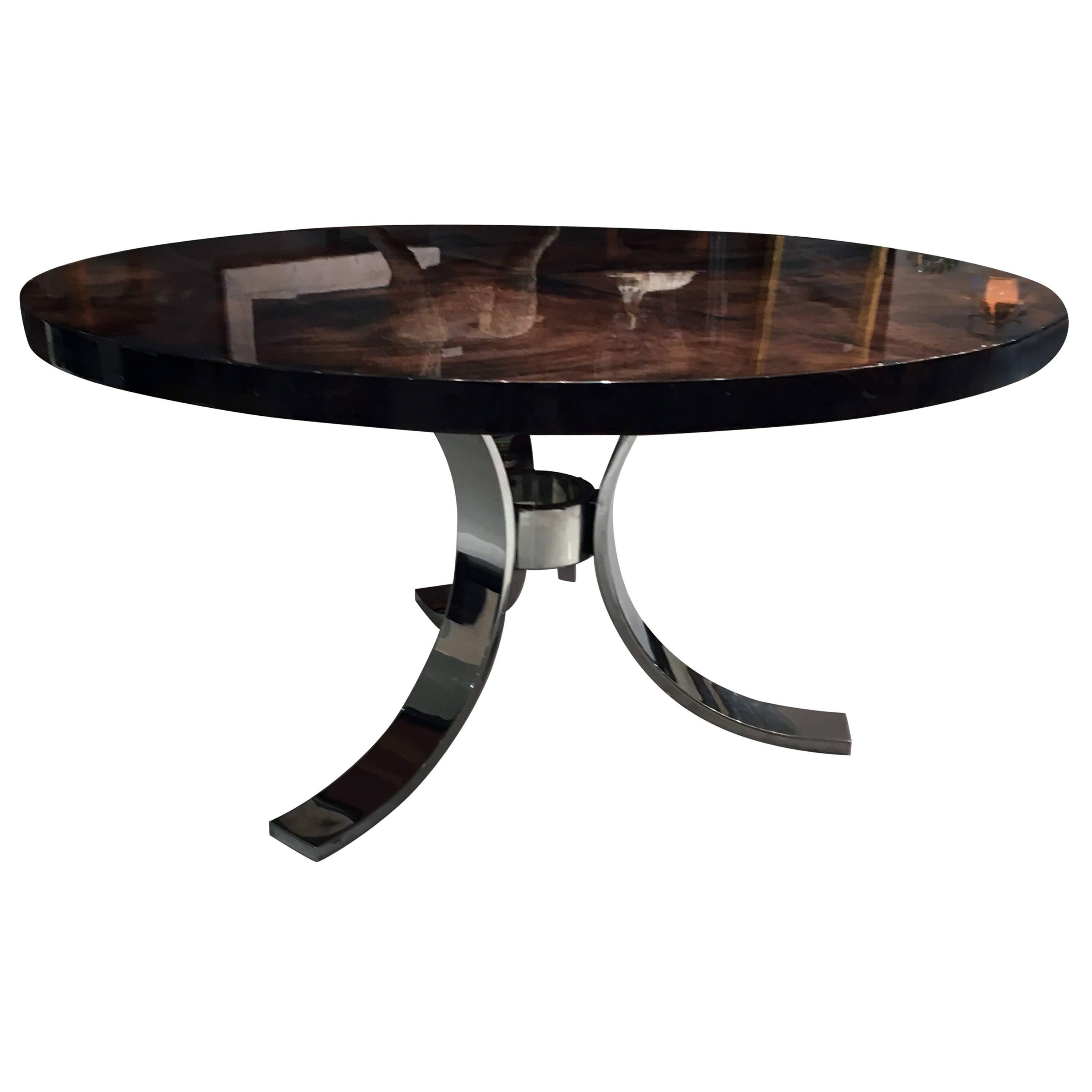 Italian Centre Table with Parchment Top by Aldo Tura For Sale