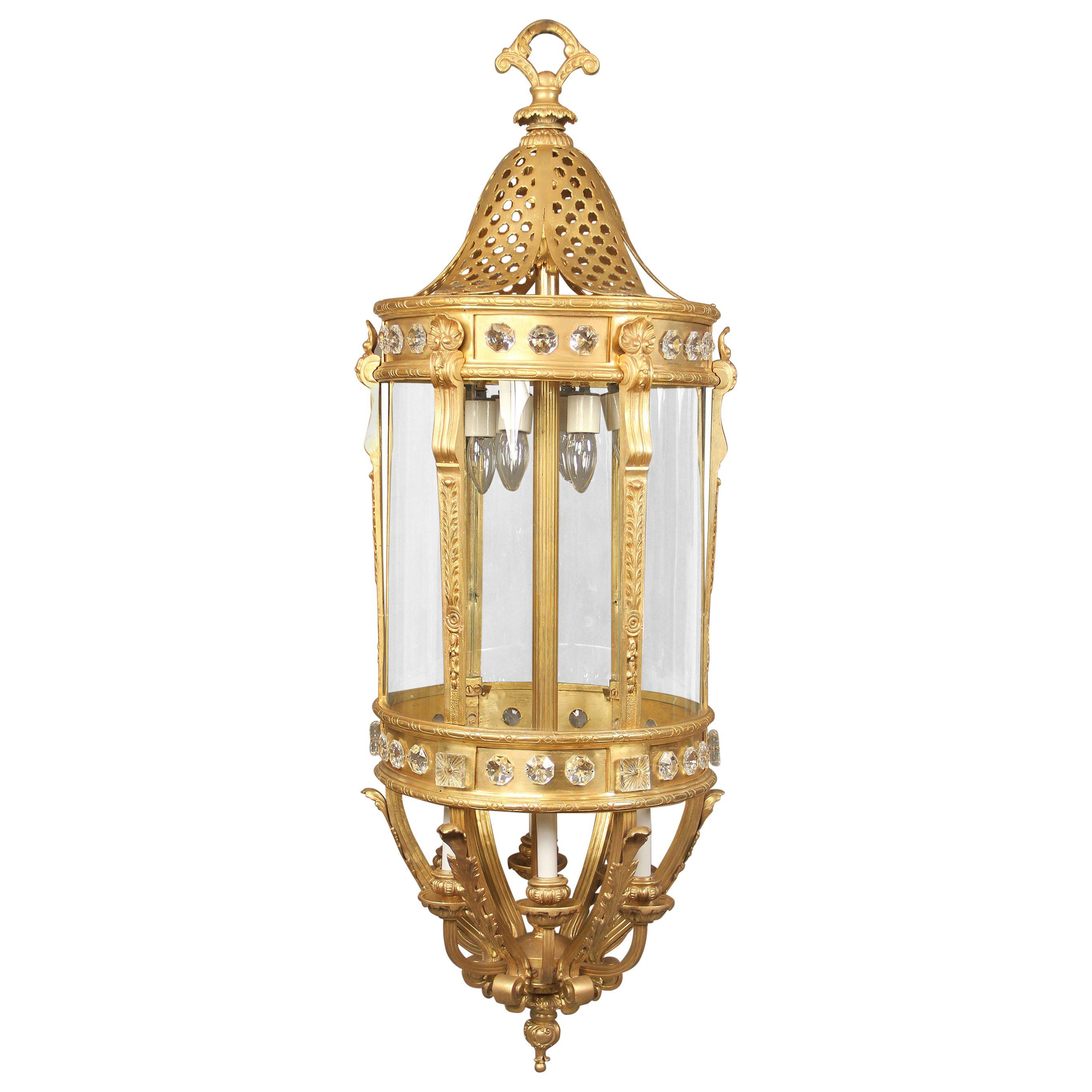 Monumental Late 19th Century Gilt Bronze and Crystal Twelve-Light Lantern