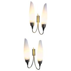 Italian Mid-Century Brass and Murano Sconces, 1950s 4