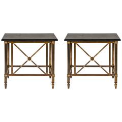 Pair of American Bronze 
Polished Marble Consoles