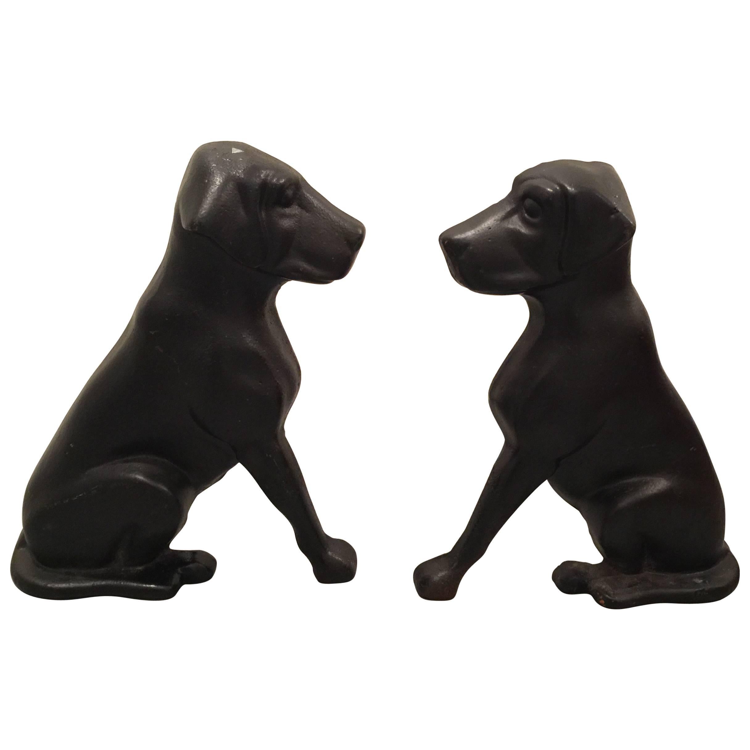 Vintage Cast Iron Labrador Dog Andirons by Liberty Foundry Co.