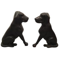 Vintage Cast Iron Labrador Dog Andirons by Liberty Foundry Co. 12
