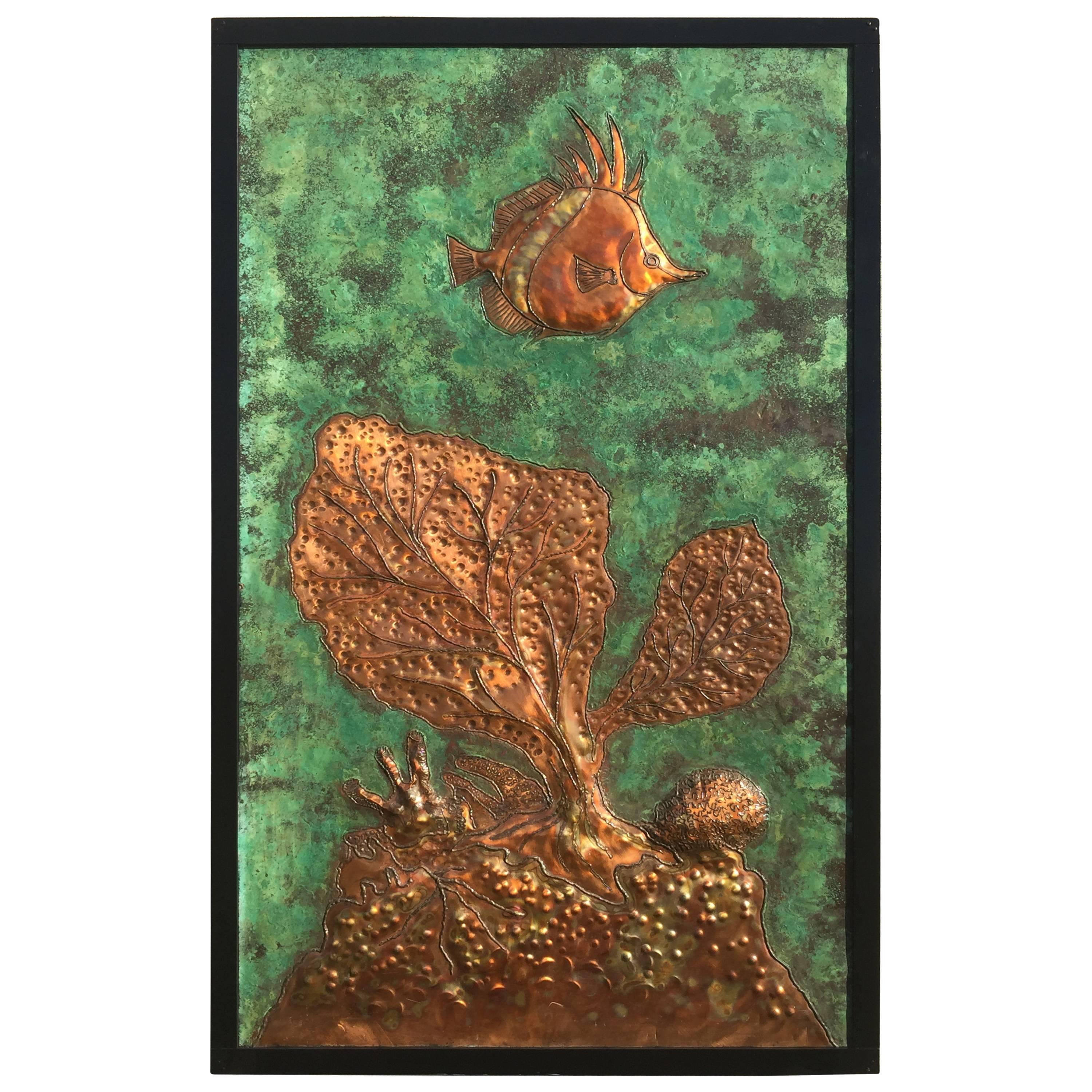 Art Deco Copper Fish Motif Panel from the Fontainbleau Hotel