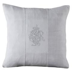 Small French Linen Monogramed Cushion 'ER'