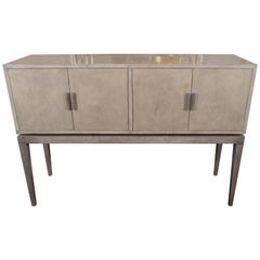 Custom Two-Toned Gray Stained Parchment Bar with Sycamore Interior