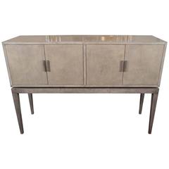 Custom Two-Toned Gray Stained Parchment Bar with Sycamore Interior 2