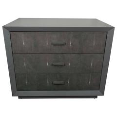 Custom Gray Lacquer Dresser with Genuine Shagreen Draw Fronts 9