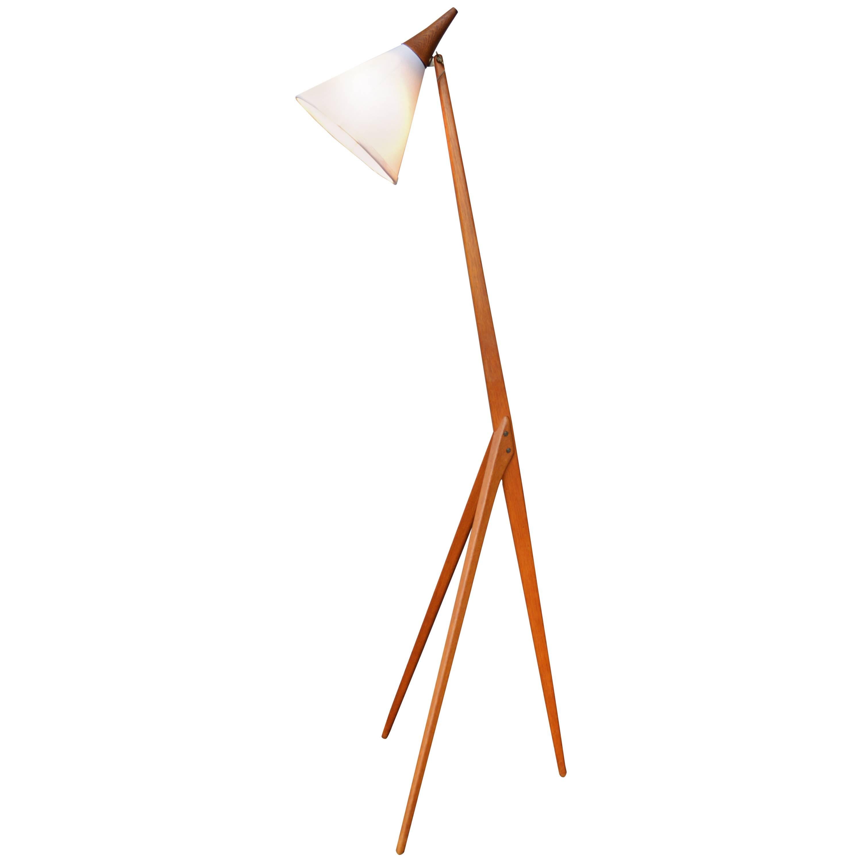 Luxus Teak Praying Mantis Floor Lamp by Uno Kristiansson, 1960s